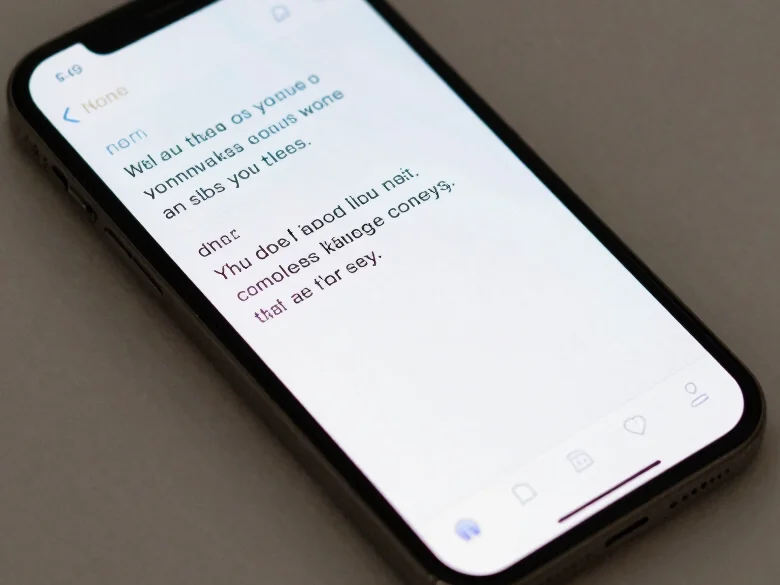 Overhead arrangement of a phone displaying a verse and translatio